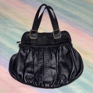 Cole Haan Village Soft Rouched Satchel Black